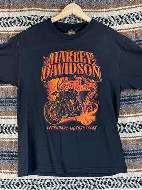 Harley Davidson Rommel Delaware Skull Legendary Motorcycles Shirt Large Black